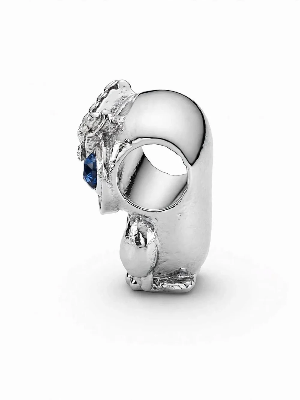 Sparkling 925 Sterling Silver Moments Owl charm With CZ crystal blue eyes